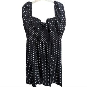 IN THE STYLE black white pok a dot dress puff Sleeve mini midi size 24  w-176